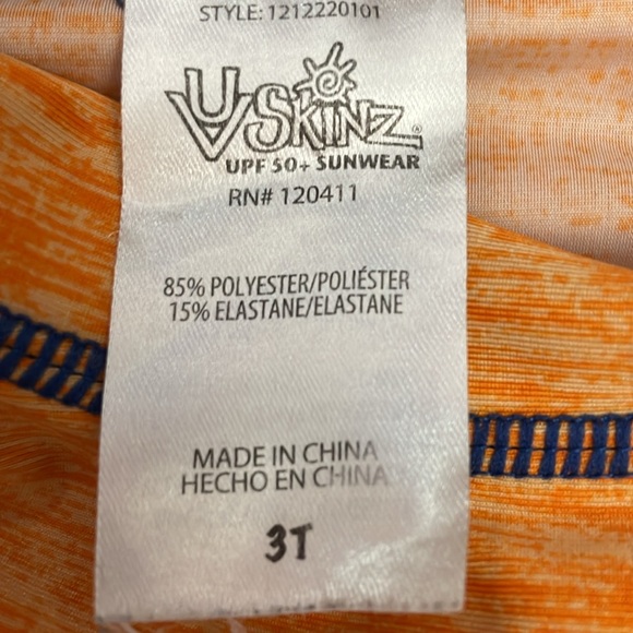 UV Skinz Orange & Blue Graphic Long Sleeve Mock Neck UPF 50+ Sunwear Tee Size 3T - Picture 6 of 7